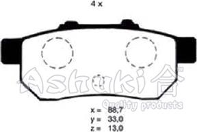 Ashuki H025-13 - Тормозные колодки, дисковые, комплект autospares.lv
