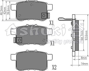 Ashuki H026-40 - Тормозные колодки, дисковые, комплект autospares.lv