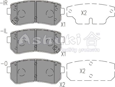 Ashuki I044-08 - Тормозные колодки, дисковые, комплект autospares.lv