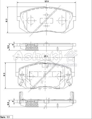 Ashuki I042-65 - Тормозные колодки, дисковые, комплект autospares.lv