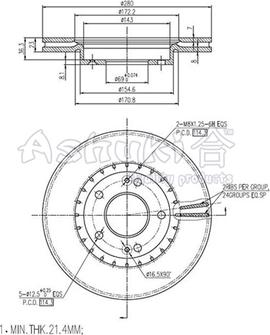 Ashuki I032-38 - Тормозной диск autospares.lv