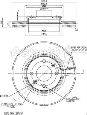 Ashuki I032-21 - Тормозной диск autospares.lv