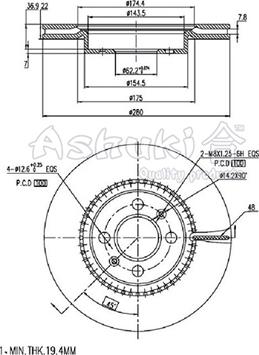 Ashuki I032-28 - Тормозной диск autospares.lv