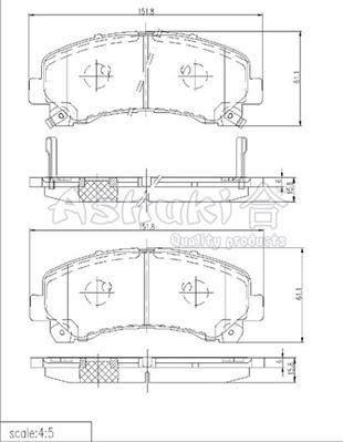 Ashuki IS015-51 - Тормозные колодки, дисковые, комплект autospares.lv