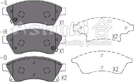 Ashuki J009-50 - Тормозные колодки, дисковые, комплект autospares.lv