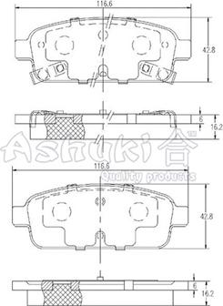 Ashuki J009-60 - Тормозные колодки, дисковые, комплект autospares.lv