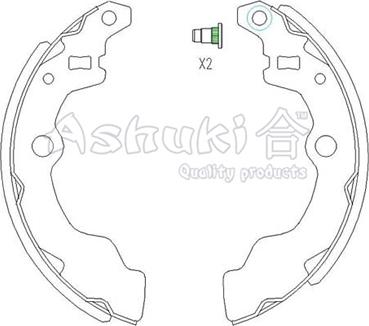 Ashuki K014-50 - Комплект тормозных колодок, барабанные autospares.lv