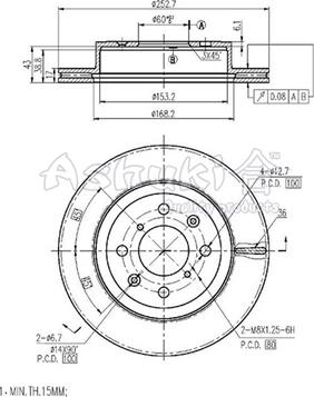 Ashuki K016-55 - Тормозной диск autospares.lv