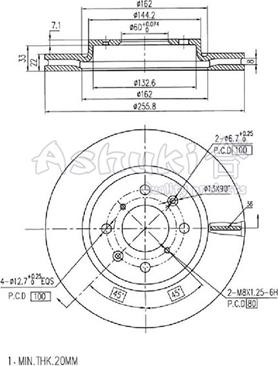 Ashuki K016-58 - Тормозной диск autospares.lv