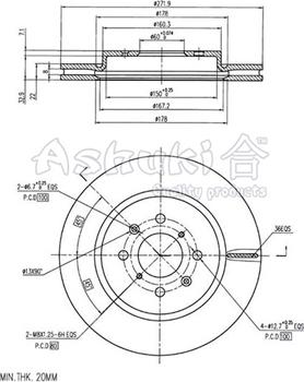 Ashuki K016-60 - Тормозной диск autospares.lv