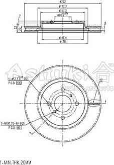 Ashuki K016-61 - Тормозной диск autospares.lv