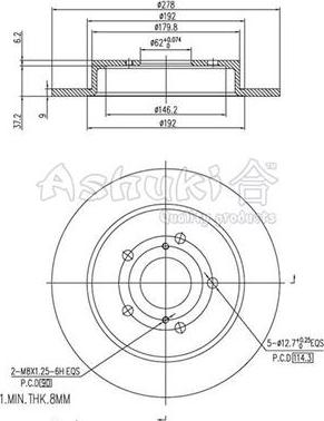 Ashuki K016-62 - Тормозной диск autospares.lv