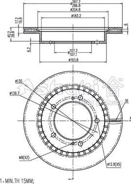 Ashuki K016-20 - Тормозной диск autospares.lv