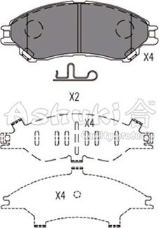 Ashuki K012-45 - Тормозные колодки, дисковые, комплект autospares.lv