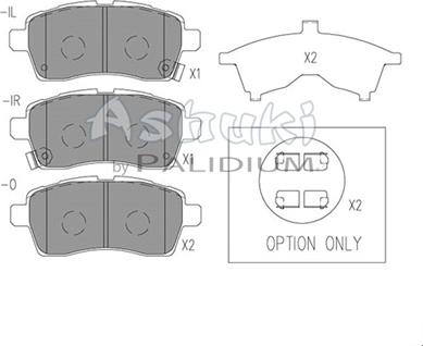 Ashuki K012-50 - Тормозные колодки, дисковые, комплект autospares.lv