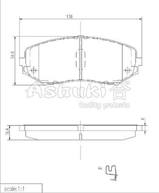 Ashuki K012-14 - Тормозные колодки, дисковые, комплект autospares.lv