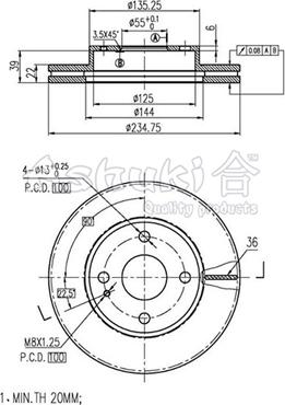 Ashuki M605-15 - Тормозной диск autospares.lv