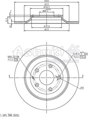 Ashuki M606-54 - Тормозной диск autospares.lv