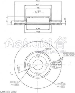 Ashuki M606-60 - Тормозной диск autospares.lv