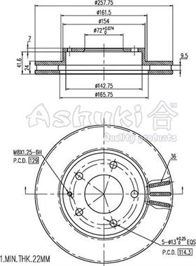 Ashuki M606-10 - Тормозной диск autospares.lv