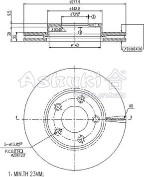 Ashuki M606-35 - Тормозной диск autospares.lv