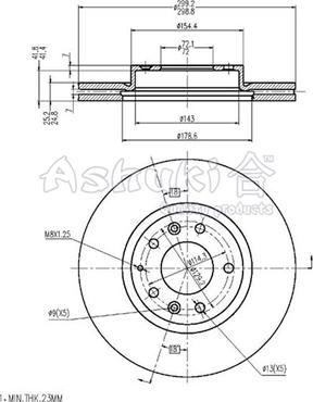 Ashuki M606-37 - Тормозной диск autospares.lv