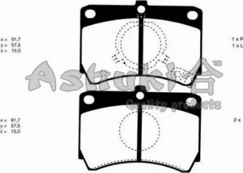 Ashuki M044-01 - Тормозные колодки, дисковые, комплект autospares.lv