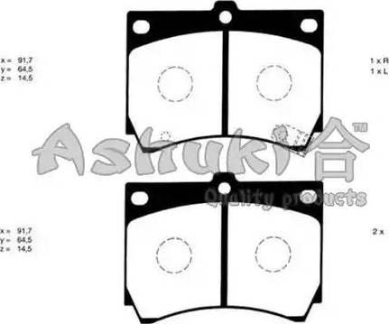 Ashuki M045-05 - Тормозные колодки, дисковые, комплект autospares.lv