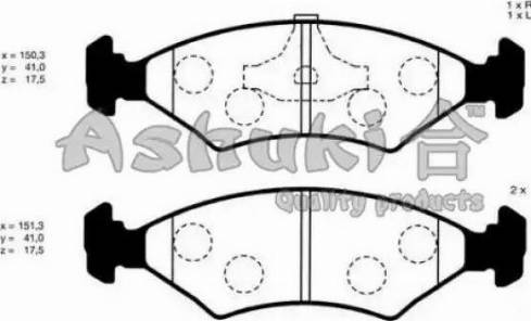 Ashuki M041-11 - Тормозные колодки, дисковые, комплект autospares.lv