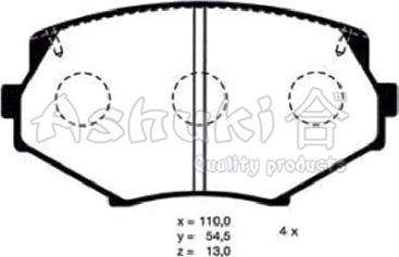 Ashuki M054-06 - Тормозные колодки, дисковые, комплект autospares.lv