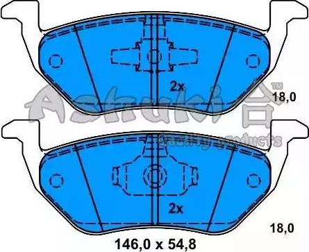 Ashuki M075-40 - Тормозные колодки, дисковые, комплект autospares.lv