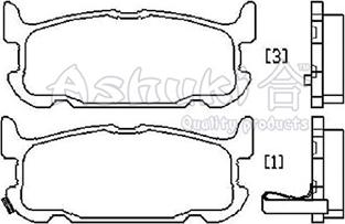 Ashuki M075-10 - Тормозные колодки, дисковые, комплект autospares.lv