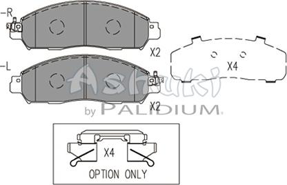 Ashuki N009-98 - Тормозные колодки, дисковые, комплект autospares.lv