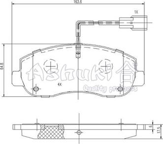 Ashuki N009-43 - Тормозные колодки, дисковые, комплект autospares.lv