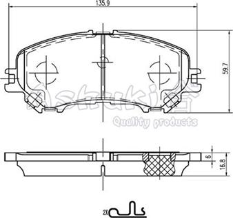 Ashuki N009-85 - Тормозные колодки, дисковые, комплект autospares.lv