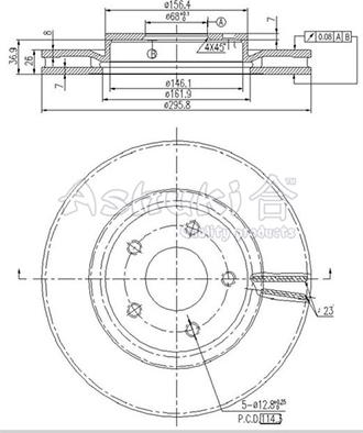 Ashuki N014-22 - Тормозной диск autospares.lv