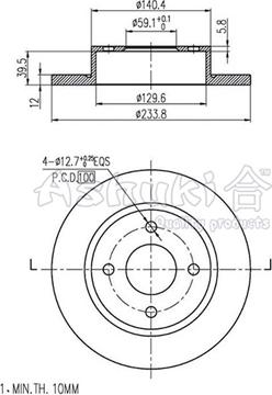 Ashuki N013-17 - Тормозной диск autospares.lv