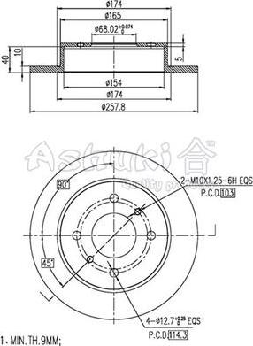 Ashuki N013-78 - Тормозной диск autospares.lv