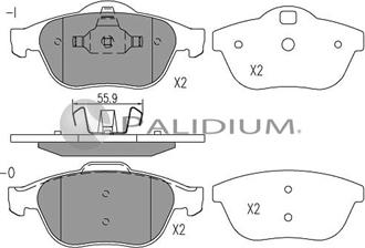 Ashuki P1-1057 - Тормозные колодки, дисковые, комплект autospares.lv