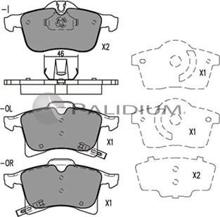 Ashuki P1-1008 - Тормозные колодки, дисковые, комплект autospares.lv