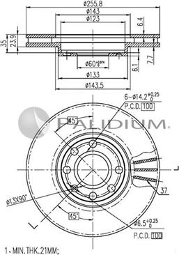 Ashuki P330-045 - Тормозной диск autospares.lv