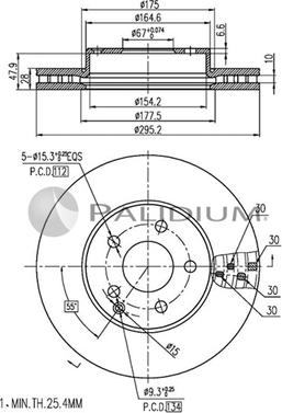 Ashuki P330-048 - Тормозной диск autospares.lv