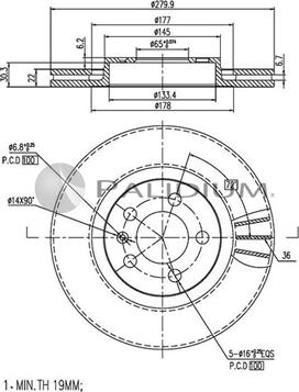 Ashuki P330-042 - Тормозной диск autospares.lv