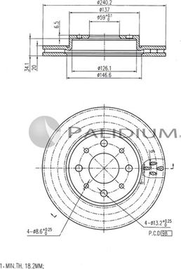 Ashuki P330-058 - Тормозной диск autospares.lv