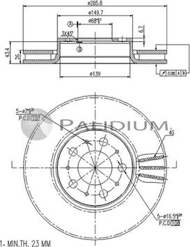 Ashuki P330-057 - Тормозной диск autospares.lv