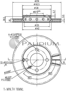 Ashuki P330-065 - Тормозной диск autospares.lv