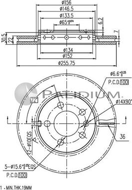 Ashuki P330-002 - Тормозной диск autospares.lv