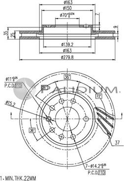 Ashuki P330-007 - Тормозной диск autospares.lv