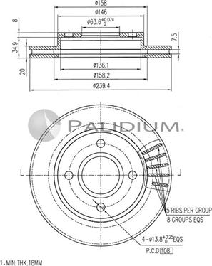 Ashuki P330-019 - Тормозной диск autospares.lv