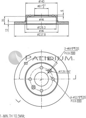 Ashuki P330-016 - Тормозной диск autospares.lv